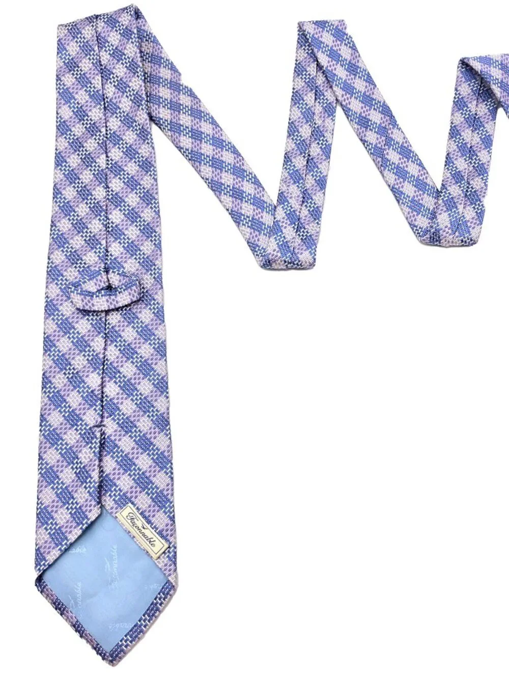 Faconnable Purple Blue White Woven Texture Italy Silk Tie Necktie Long 3.75 x 62